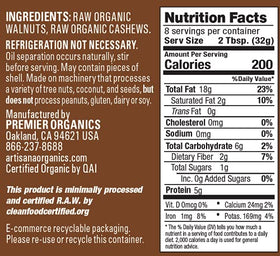 Artisana nut closeup reveals walnuts and cashews in their natural raw state