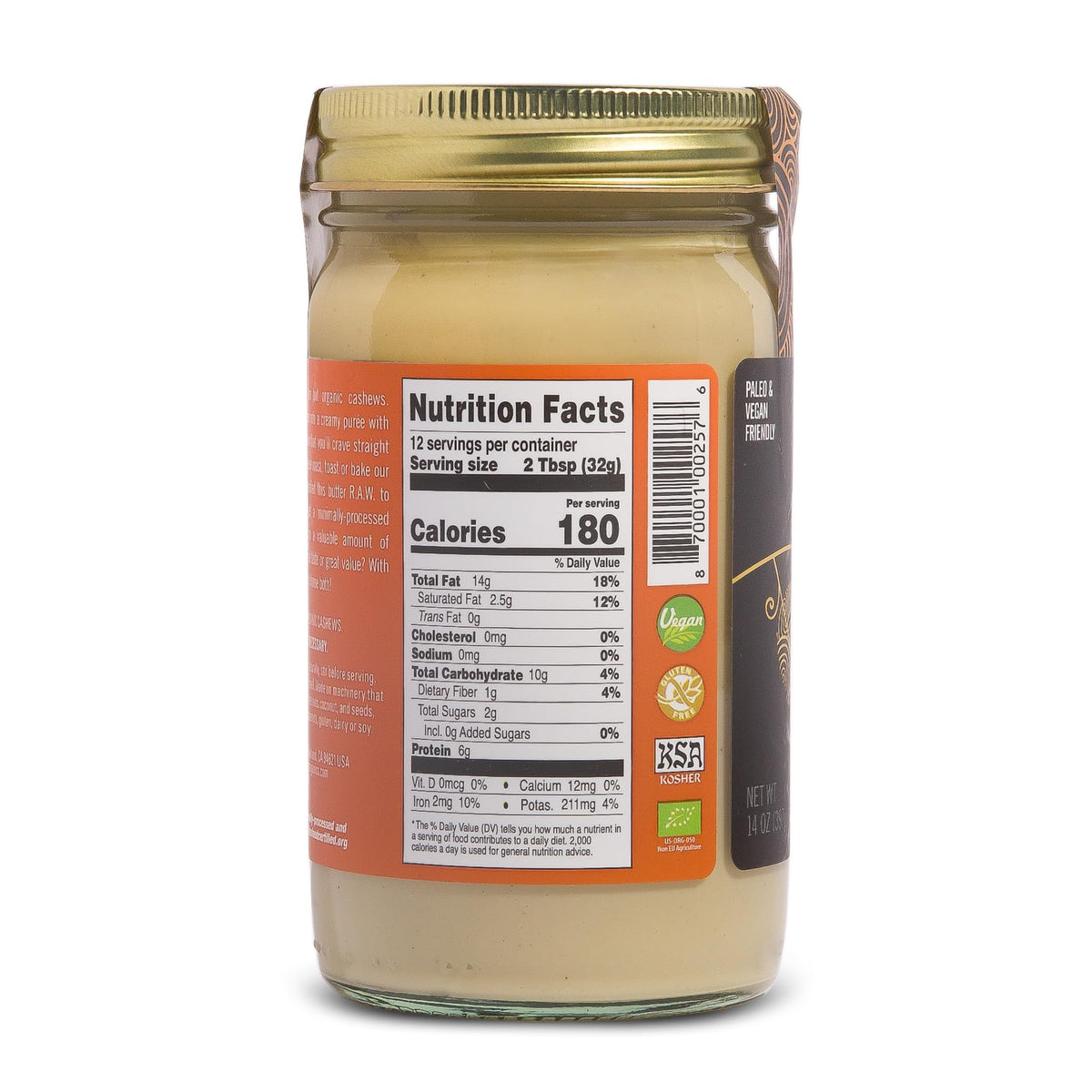 Artisana cashew butter texture appears smooth and ready to enjoy.