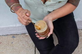 Artisana Walnut-Cashew butter texture close-up ideal for spreading and dipping