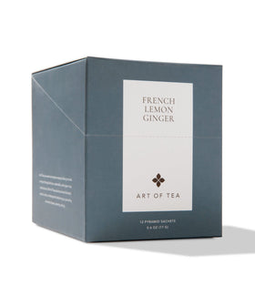Art of Tea French Lemon Ginger sampler box front, ideal for exploring a soothing herbal blend.