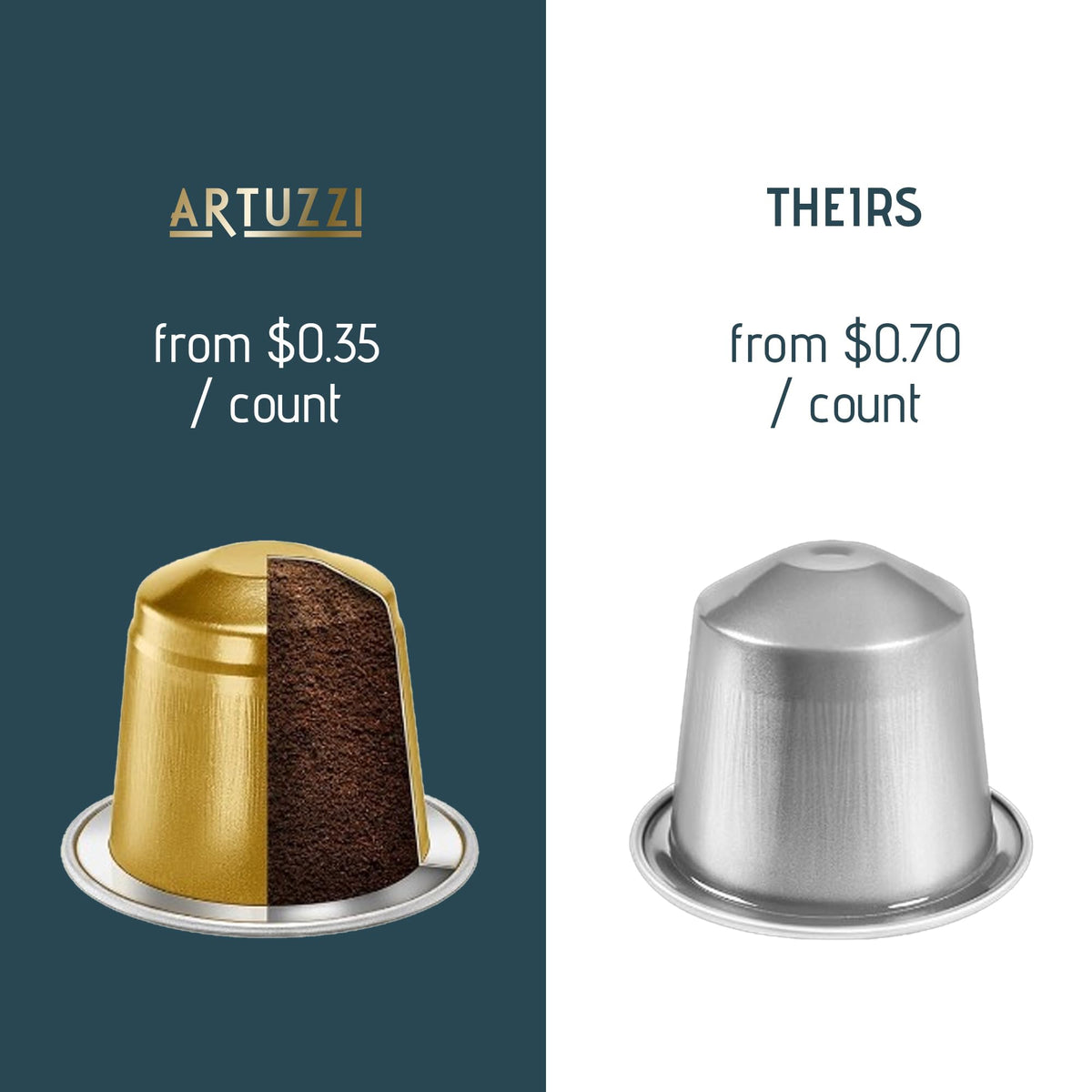 Artuzzi aluminum pods protect freshness, preserving aroma and flavor from light and air exposure.