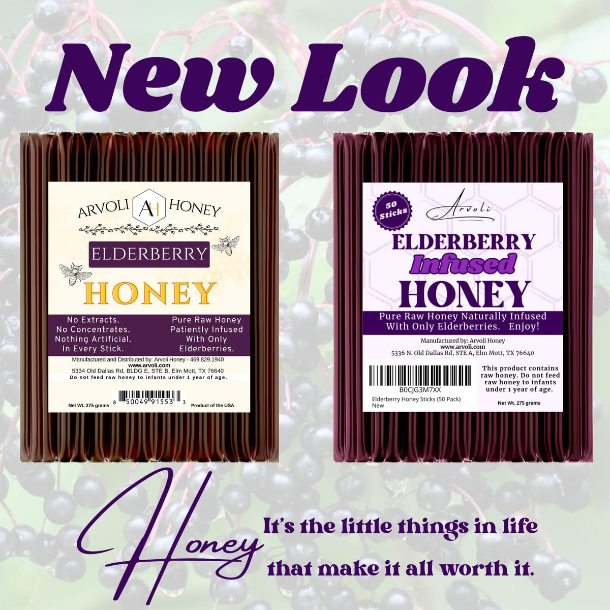Arvoli Elderberry Honey Sticks opened to reveal easy-tear straw, ready to enjoy.
