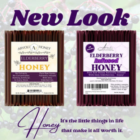 Arvoli Elderberry Honey Sticks opened to reveal easy-tear straw, ready to enjoy.