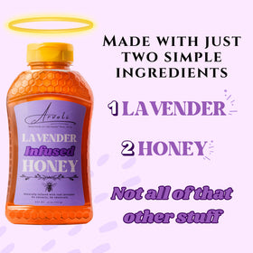 Arvoli Lavender Honey ingredients shot emphasizes two simple ingredients: honey and lavender