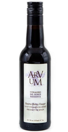 Arvum Sherry Vinegar bottle pouring to suggest dressings and marinades