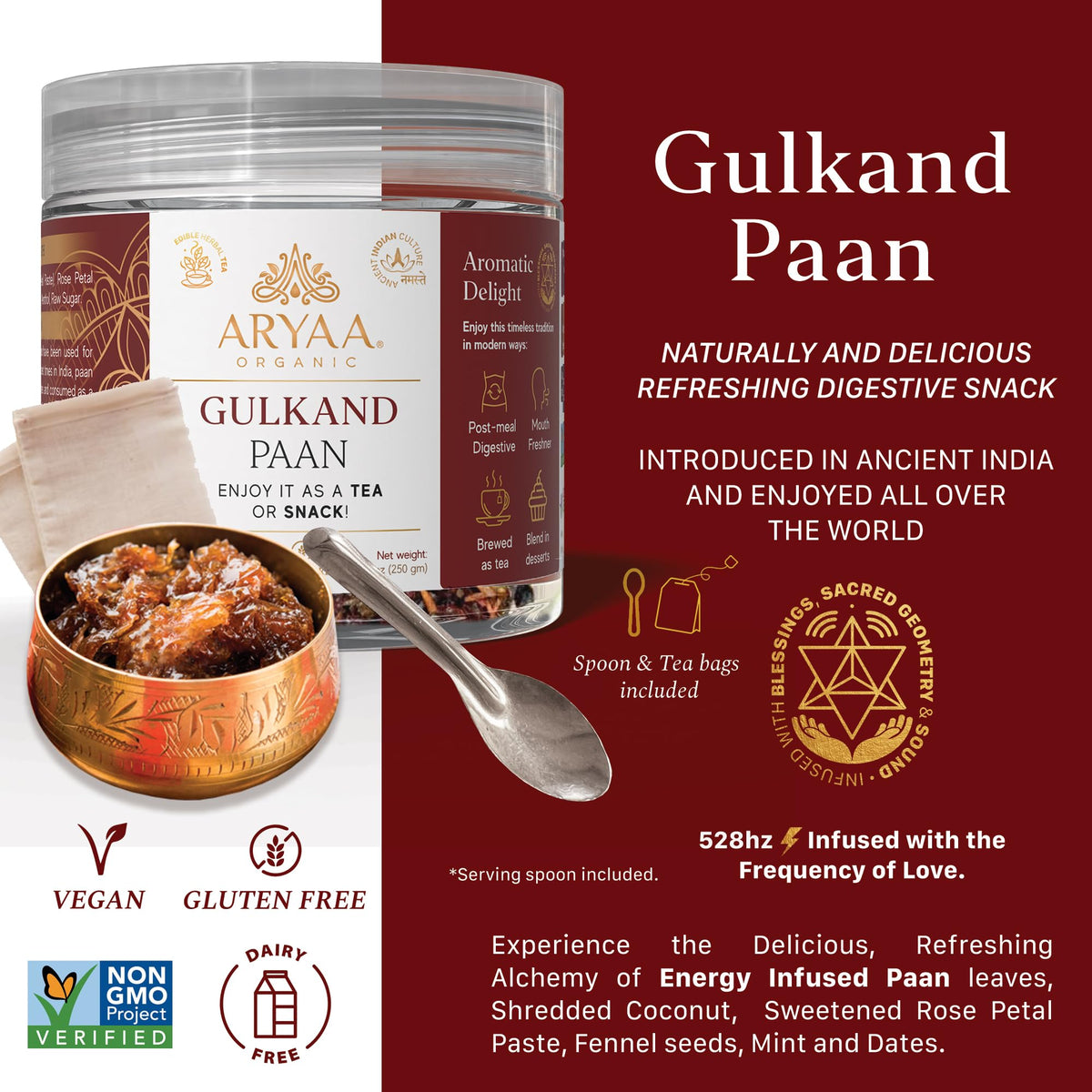 Aryaa Organic Gulkand Paan tea pairing enhances relaxing rituals