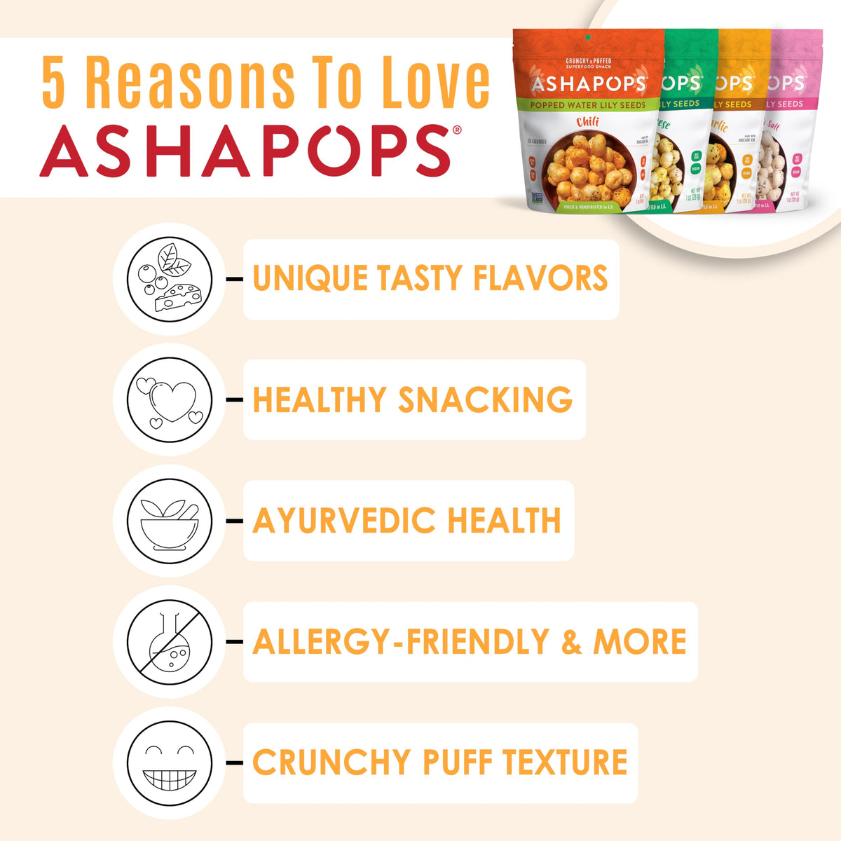 AshaPops ingredients close-up showing high-quality, non-GMO seeds