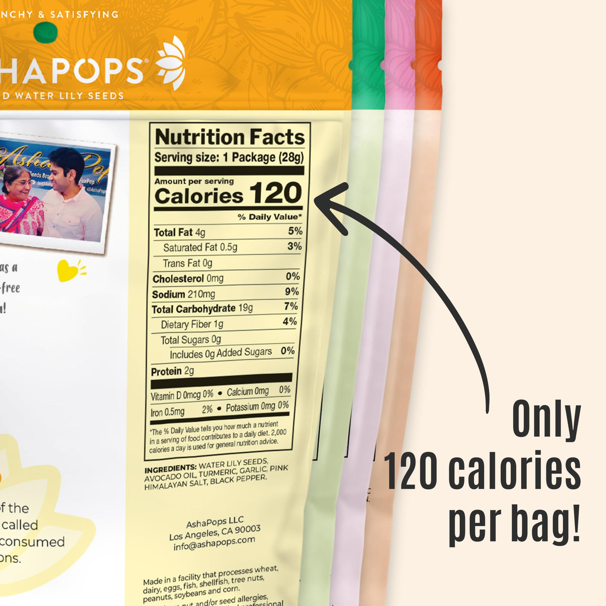 AshaPops vegan-friendly icon emphasizes plant-based snack option