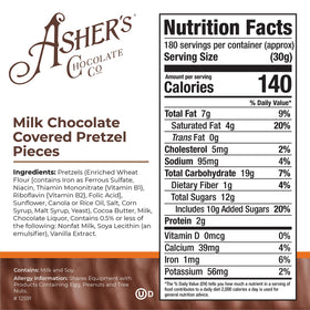 Asher's Chocolates bulk pretzels in a 6.5 oz coffee bag.
