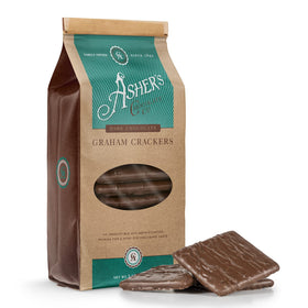 Asher's Chocolates chocolate covered graham crackers in a bag for sharing