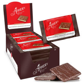Asher's Chocolates chocolate-covered grahams hero shot, premium snack appeal