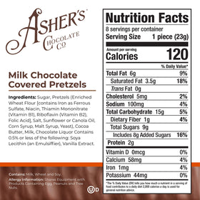 Asher's Chocolates chocolate covered pretzels close-up reveals glossy coating and crisp texture.