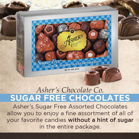 Asher's Sugar Free Dark Chocolate selection featuring deep cocoa notes for mindful snacking.