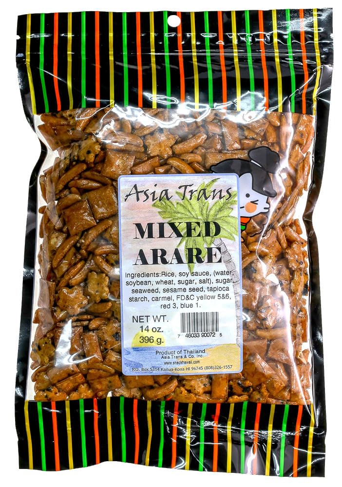 Asia Trans Mixed Arare Rice Crackers sakura shapes, playful bites for sharing.