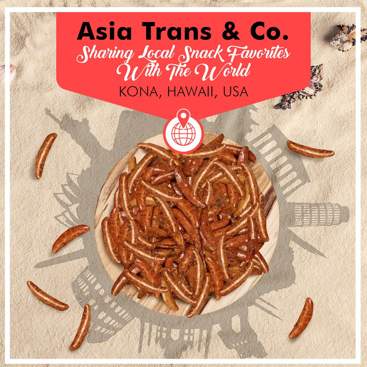 Asia Trans and Co Jumbo Hot Kakinotane Arare rice crackers ready for a snack break, satisfying crunch.