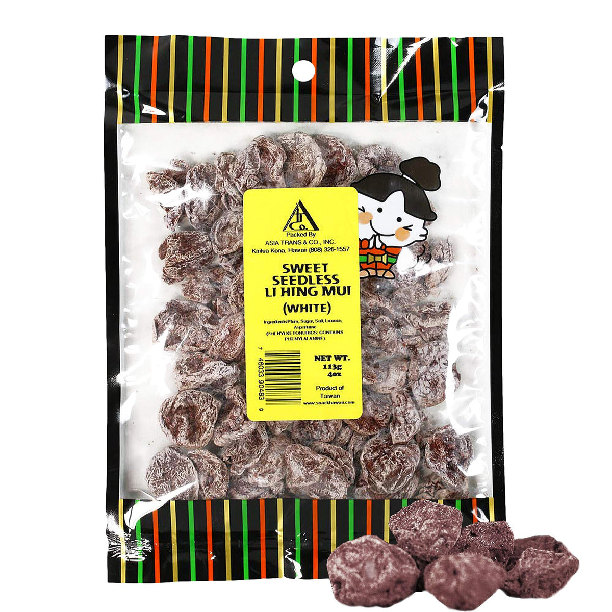 Asia Trans & Co. Sweet Seedless Li Hing Mui 4 Oz bag for on-the-go snacking.