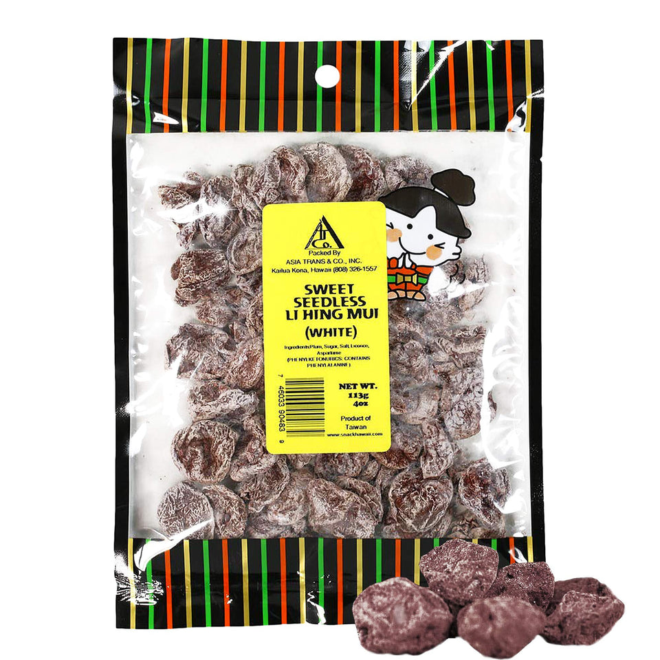 Asia Trans & Co. Sweet Seedless Li Hing Mui 4 Oz bag for on-the-go snacking.