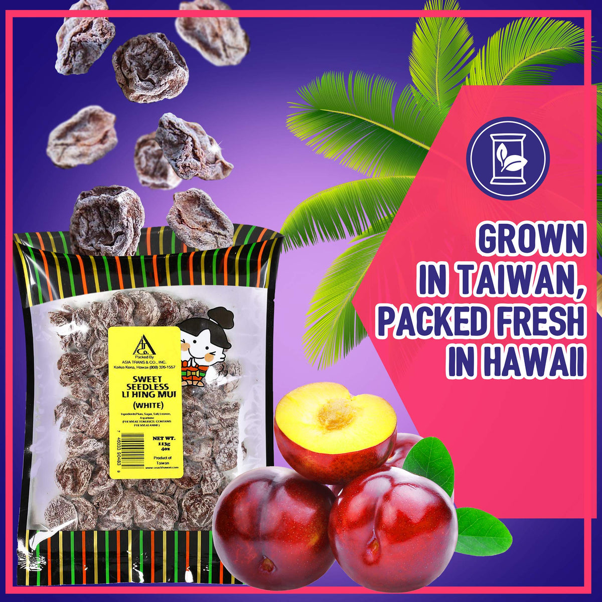 Asia Trans & Co. Sweet Seedless Li Hing Mui party display for gatherings.