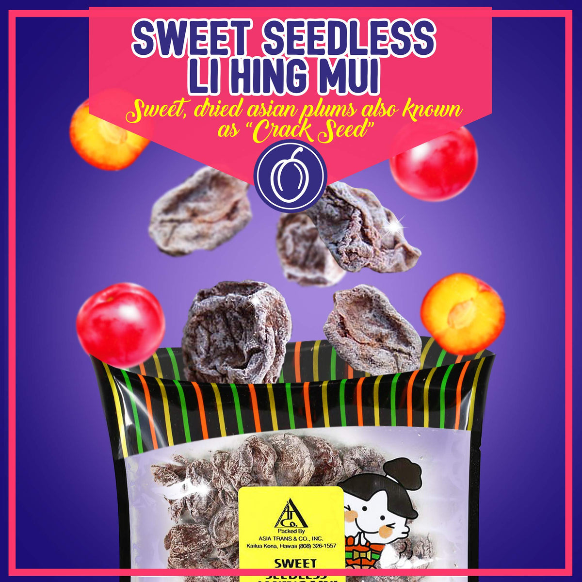 Close-up of Asia Trans & Co. Sweet Seedless Li Hing Mui texture for bold flavor.