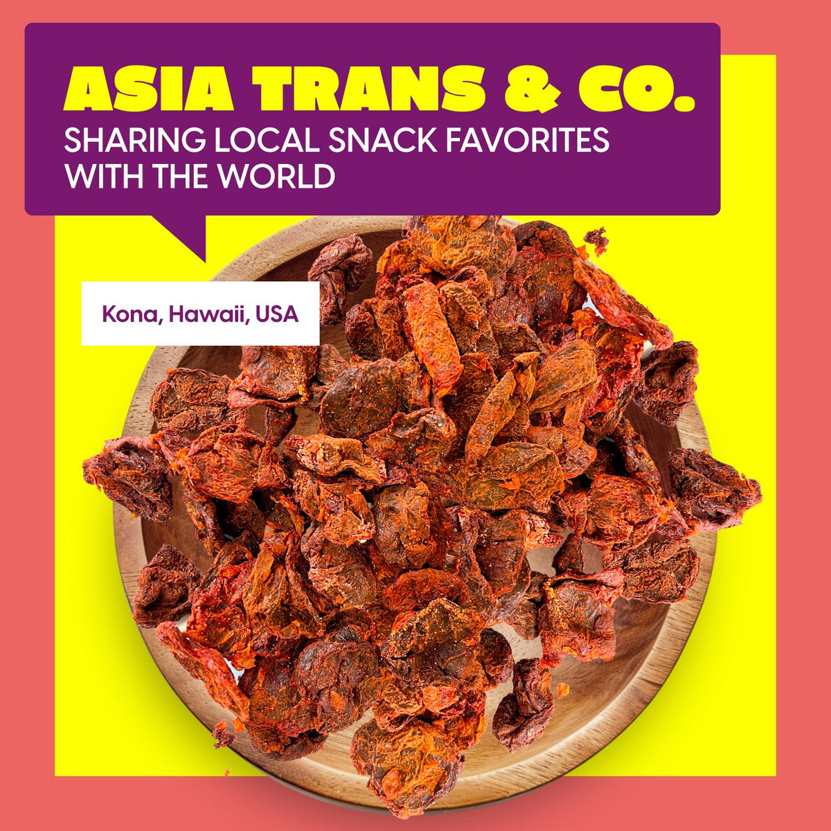 Asia Trans Li Hing Mui plums pineapple pairing, ideal topping for tropical desserts.