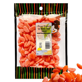 Asia Trans Li Hing Mui watermelon gummies in a 12oz pack, ideal party snack.