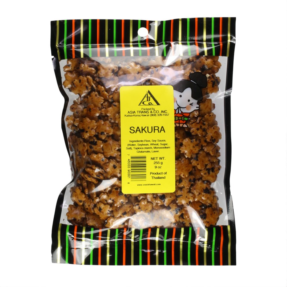 Asia Trans and Co. Sakura Arare crackers front package showing 7 oz size