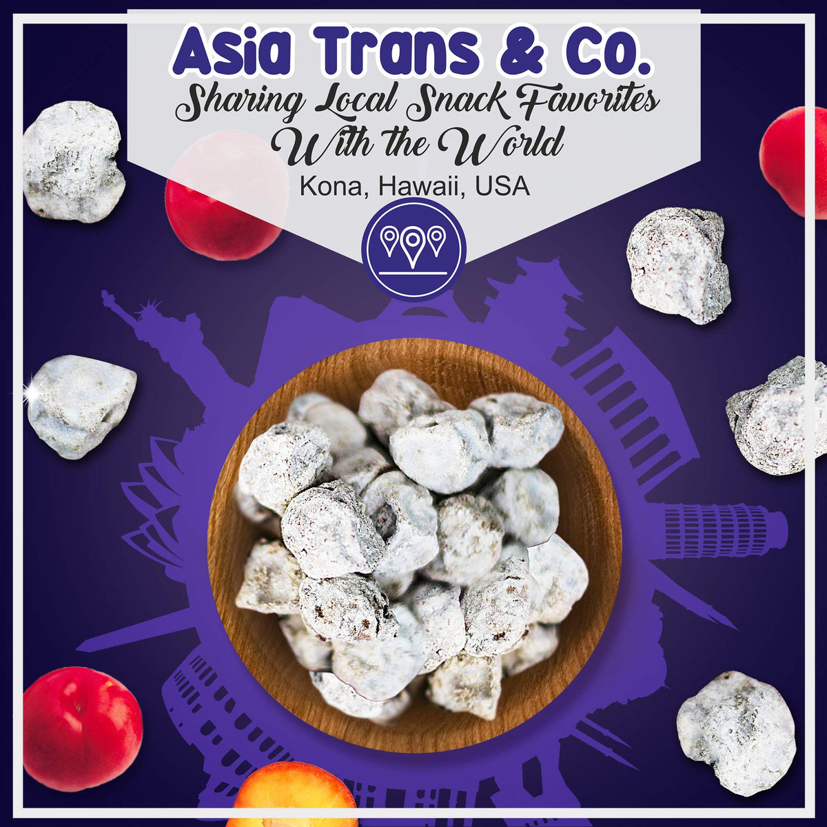 Asia Trans Seeded White Li Hing Mui crack seed plums tasting shot highlighting bold flavor