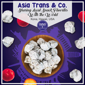 Asia Trans Seeded White Li Hing Mui crack seed plums tasting shot highlighting bold flavor
