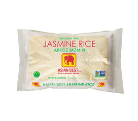Asian Best Jasmine Rice bag front highlights premium Thai Hom Mali aroma.