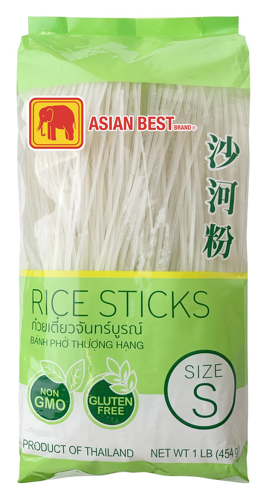 Asian Best Premium Rice Stick Noodles uncooked, perfect for pho, pad thai, or stir-fries.