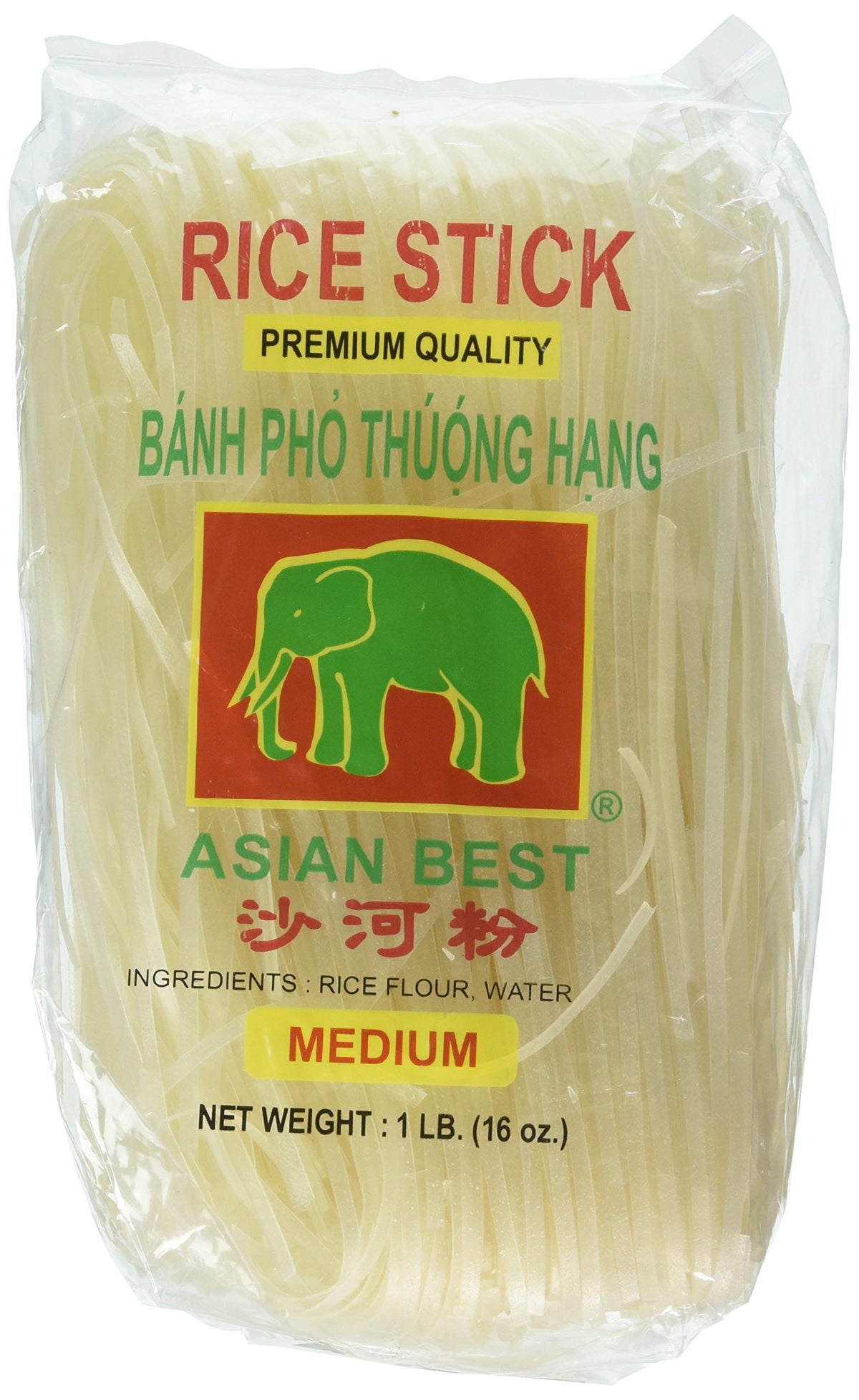 Asian Best rice stick noodle medium 16oz pack for pho and pad thai