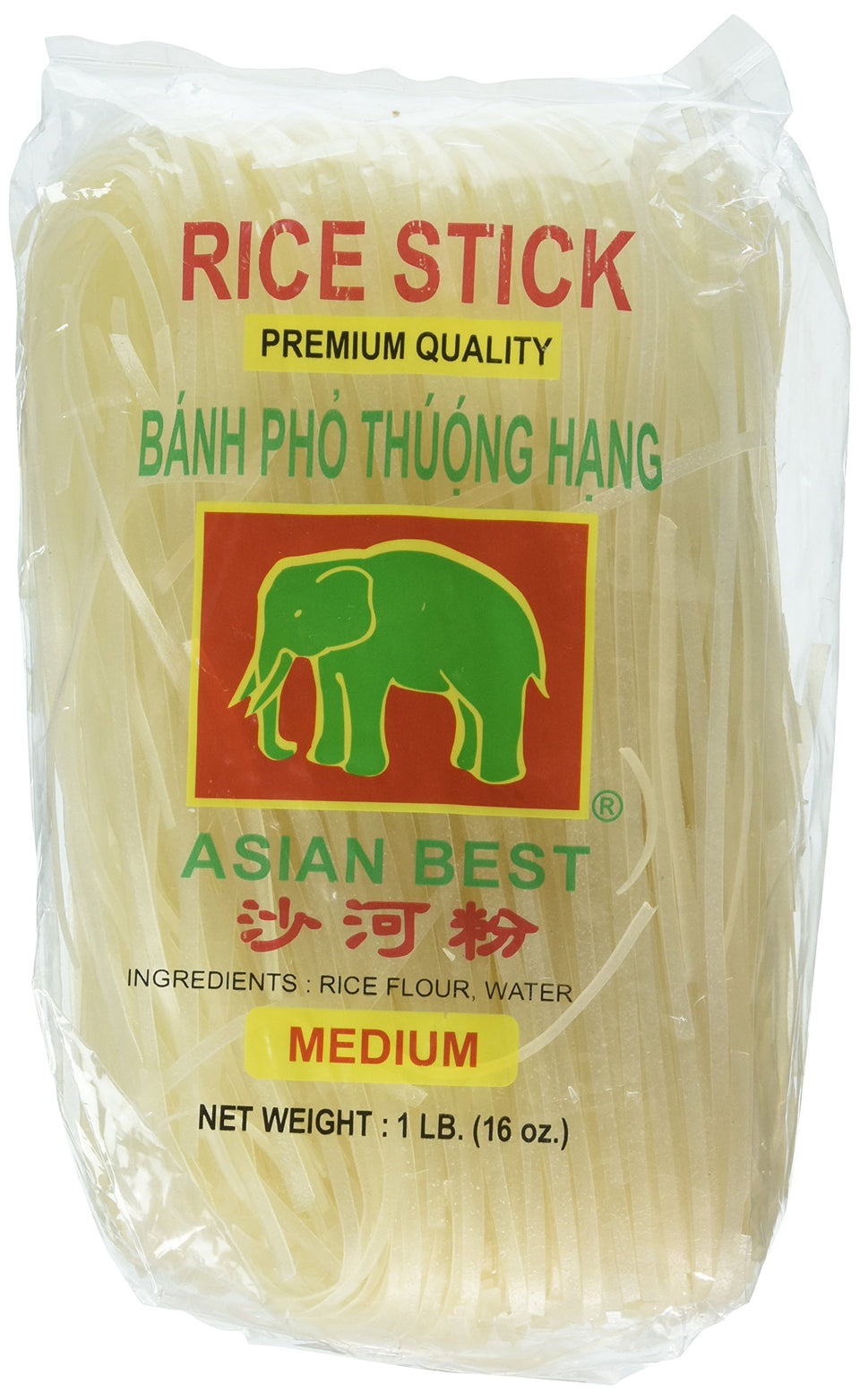 Asian Best rice stick noodle medium 16oz pack for pho and pad thai