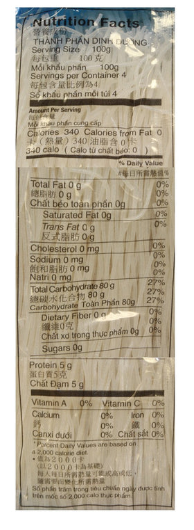 Asian Best rice vermicelli Bun Gao 3-pack back view, packaging details for meal prep.