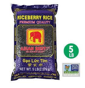 Asian Best Riceberry Rice cooked bowl showing purple hue and fluffy texture