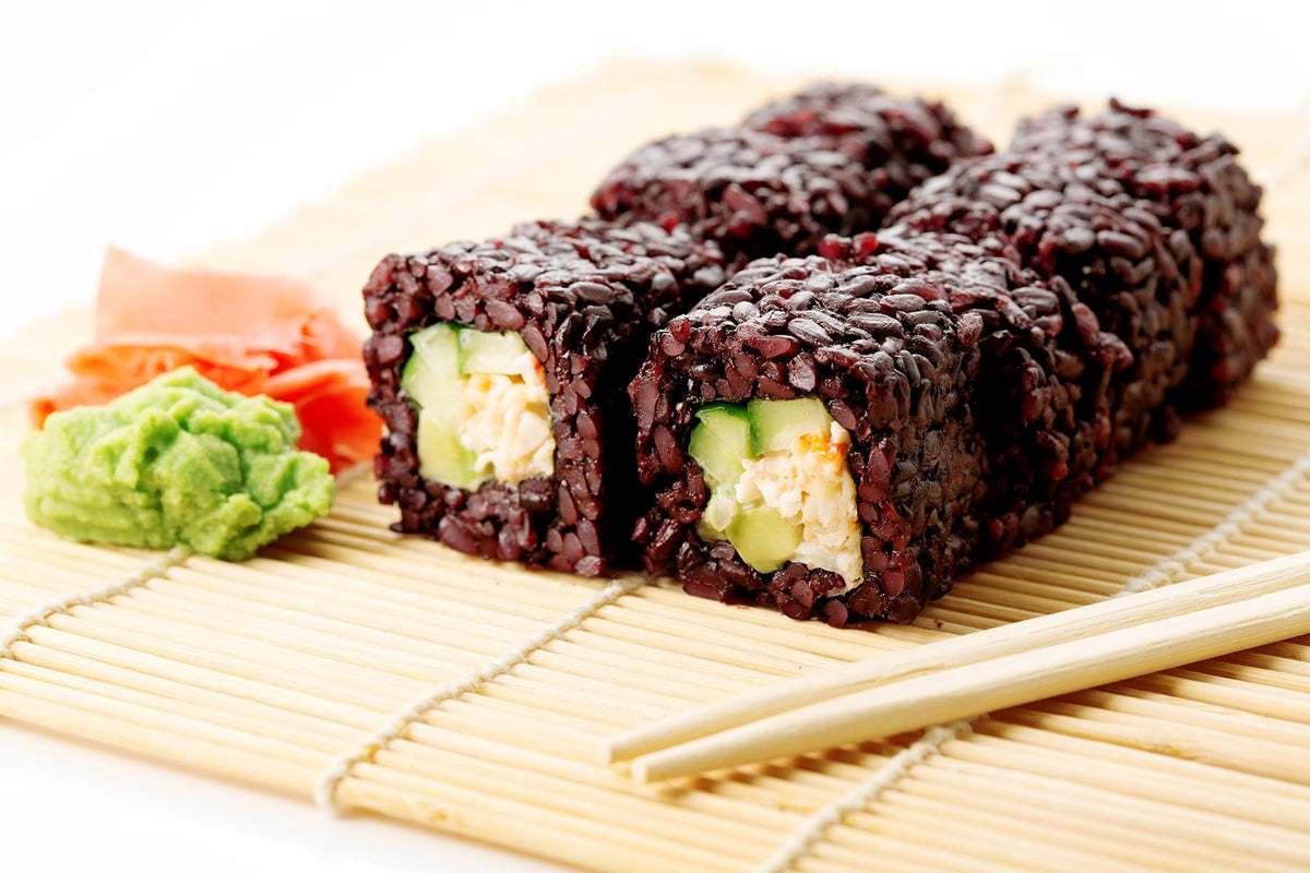 Asian Best Riceberry Rice kitchen scene with steaming pot and curry toppings
