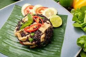 Asian Best Riceberry Rice side bag view on counter for quick meals