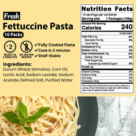 Asiatic Dishes fettuccine in pan for fast heat-and-serve dinners.