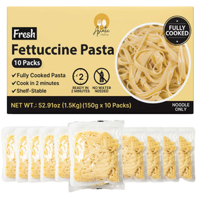 Asiatic Dishes Fresh Fettuccine box, ready-to-heat for quick meals.