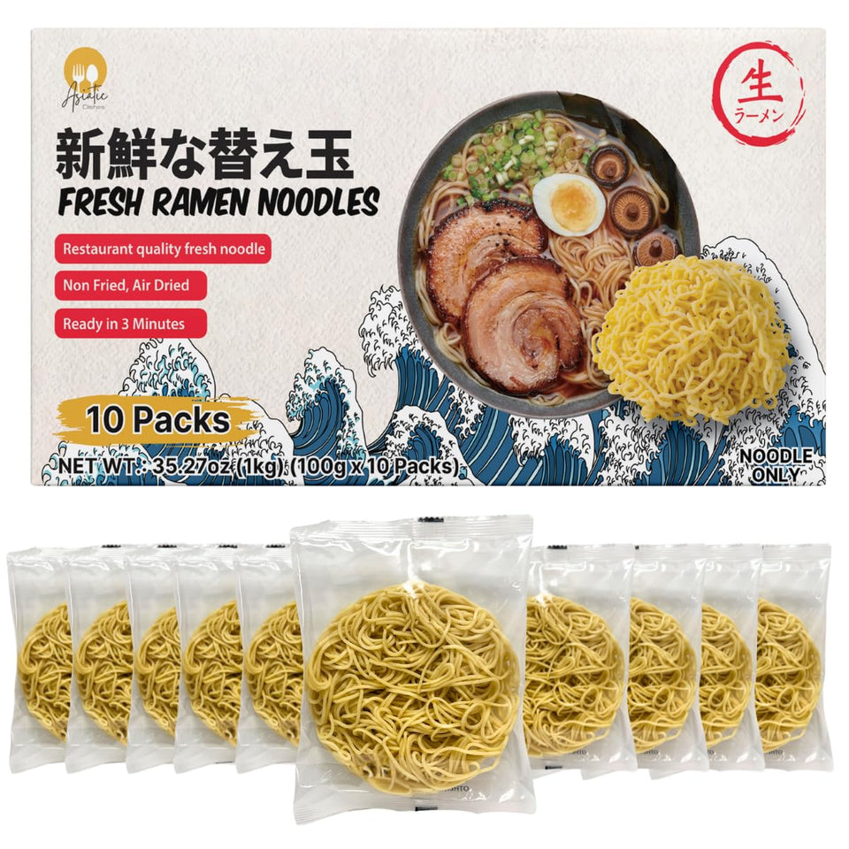Asiatic Dishes ramen noodles pack 10 showing fresh, chewy noodles for custom bowls.