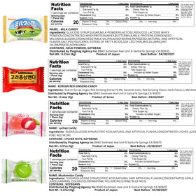 Asiatic Dishes texture range from chewy to hard candies for varied tasting.