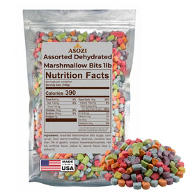 ASOZI assorted dehydrated mini marshmallows add color and crunch to hot chocolate.