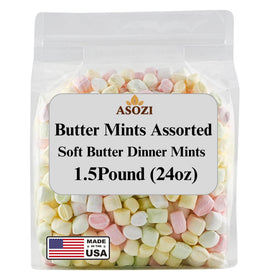 ASOZI Butter Mints assorted 1.5lb display, colorful mints for parties and buffets.