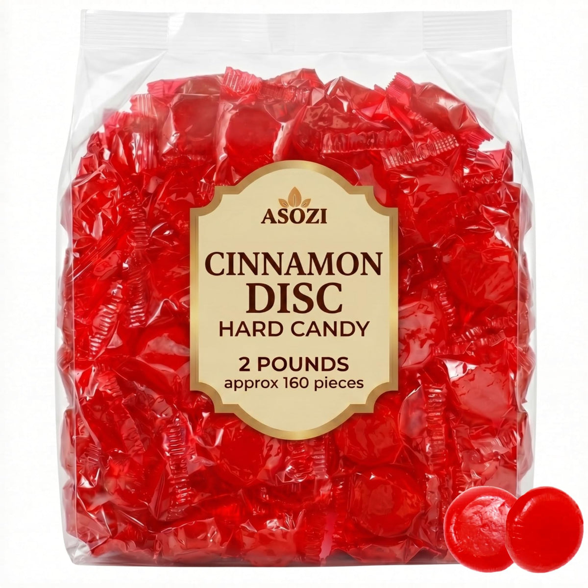 ASOZI Cinnamon Discs 2lb bag ideal for bulk candy bowls and gifting.