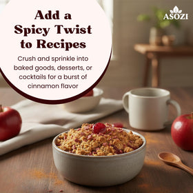 ASOZI Cinnamon Discs used as dessert topping for a cinnamon twist.