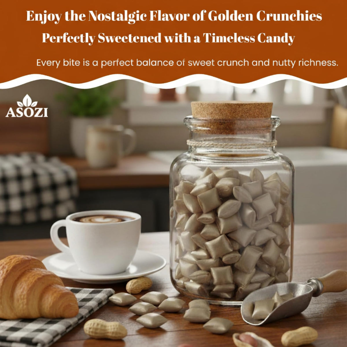 ASOZI Golden Crunchies peanut bars served on a platter for guests.