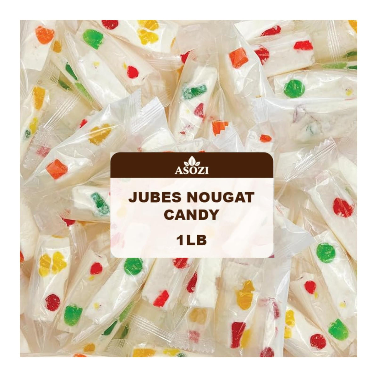 ASOZI jujube nougat candy with fruity jelly beans in a chewy, colorful 1lb bag.