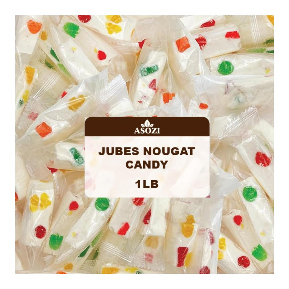 ASOZI jujube nougat candy with fruity jelly beans in a chewy, colorful 1lb bag.