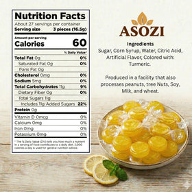 Close-up of ASOZI Lemon Candy Hard Drops texture and glossy shell.