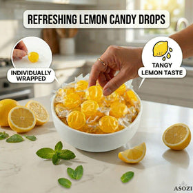 Individually wrapped ASOZI Lemon Candy Hard Drops for freshness on the go.