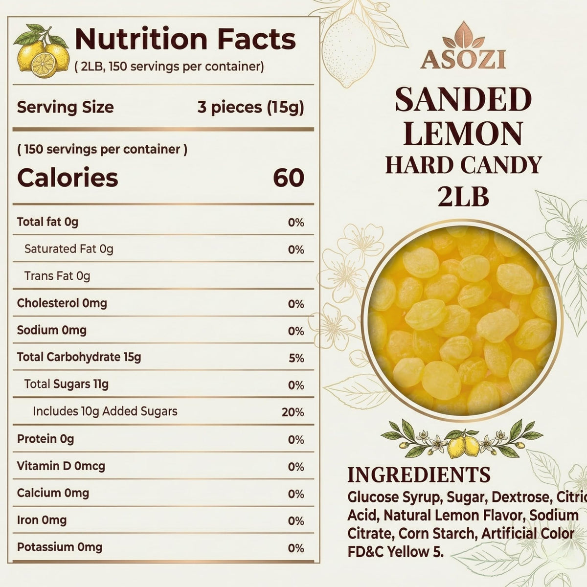 ASOZI Sanded Lemon Drops closeup-texture with sparkling sugar coating